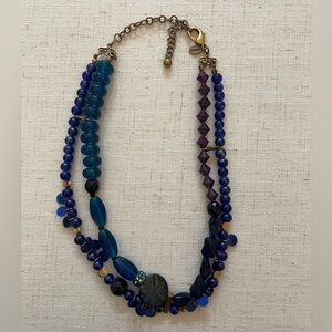 Chico’s -  Blue and Purple Beaded Bib Necklace